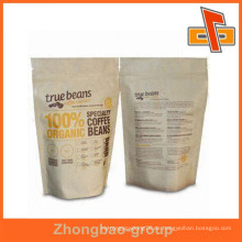 Made in China Verpackungsmaterial Lebensmittelqualität Reißverschluss Top Papier Tasche mit Logo-Print für Kaffeebohnen